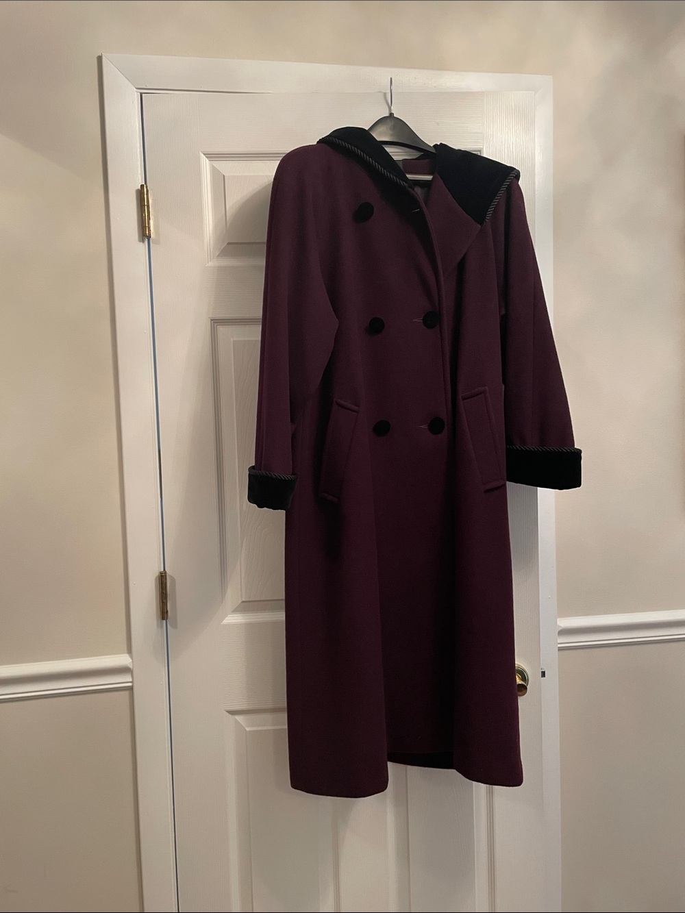 Halston Wool and Velvet Coat